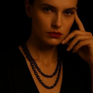 LULU FROST GUNMETAL LONG CHAIN NECKLACE DESIGNER STATEMENT